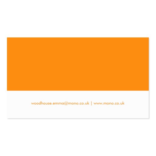 Mono Orange & White Business Card (back side)
