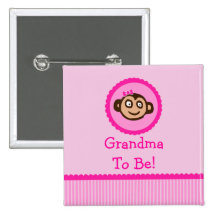 Mono rosado "abuela a ser" botón de la fiesta de b pin