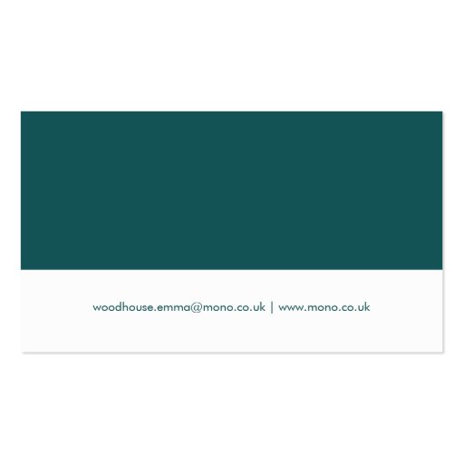 Mono Teal & White Business Card (back side)