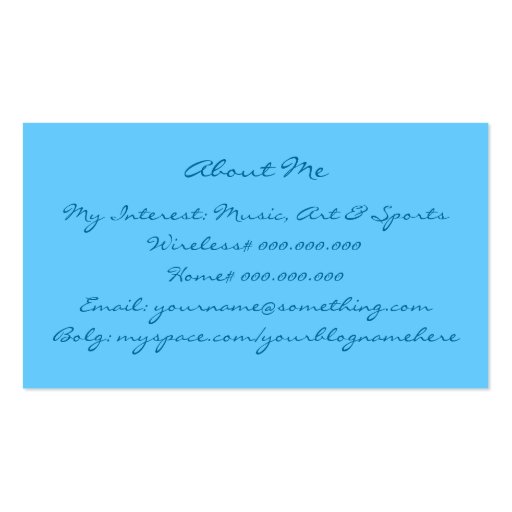 Monochromatic in Cotton Candy Blue Business Card Templates (back side)