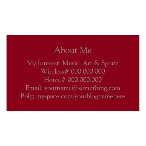 Monochromatic in Cranberry Business Card Templates (back side)