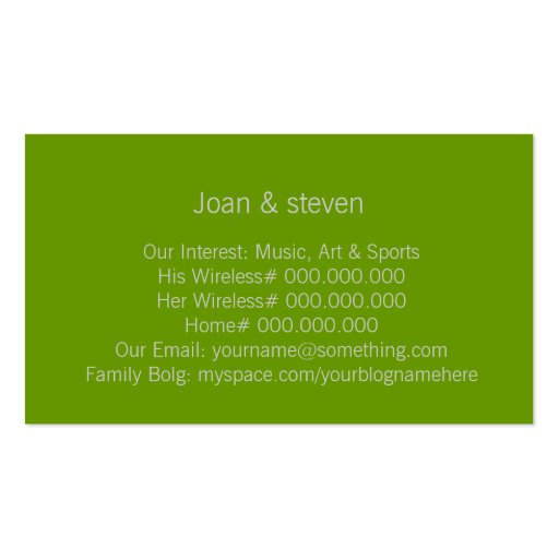 Monochromatic in Green Tea Business Cards (back side)