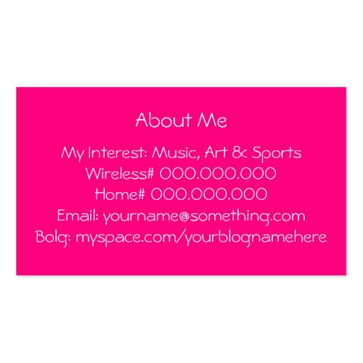 Monochromatic in Pink Raspberry Business Card (back side)