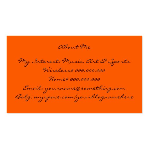 Monochromatic in Tangerine Business Card Template (back side)