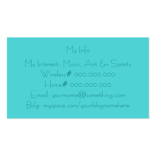 Monochromatic in Tropical Fruit Mix Business Cards (back side)