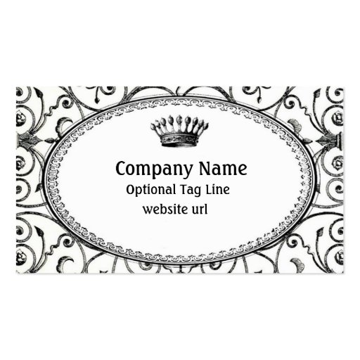 Monochromatic Vintage Crown Business Card (front side)