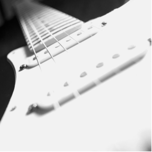Monochrome B&W Electric Guitar CloseUp 2 Cut Out