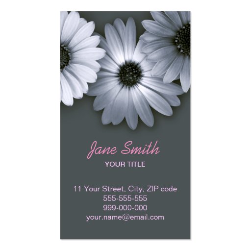 Monochrome Daisies business card (front side)