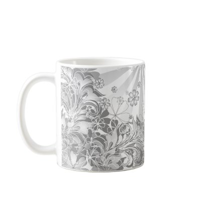 monochrome flowers coffee mugs by VioDeSign