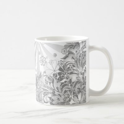 monochrome flowers mug by VioDeSign