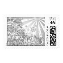 monochrome flowers postage by VioDeSign monochrome flowers postage