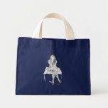Monochrome girl sitting down canvas bags