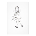 Monochrome girl sitting down stationery paper