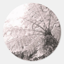 Monochrome Tree Fern Round Stickers