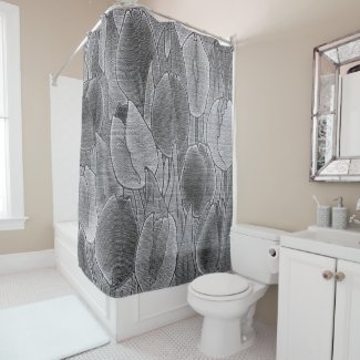Monochrome Tulips Design Shower Curtain