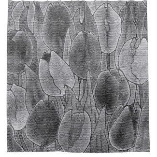 Monochrome Tulips Design Shower Curtain