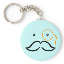 Monocle and Mustache Key Chains