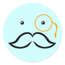 Monocle and Mustache Round Stickers