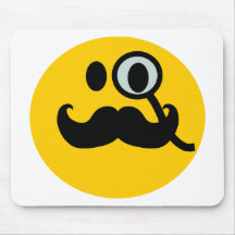 Monocle & Mustache Smiley (Customizable backgrnd) Mousepad