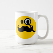 Monocle & Mustache Smiley (Customizable backgrnd) Mug