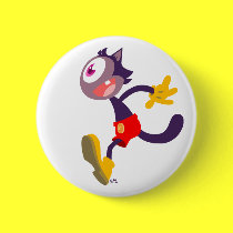 Monocular cat cartoon button badge
