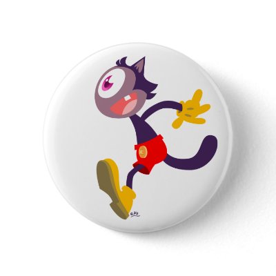 Monocular cat cartoon button badge by Lioness_Graphics