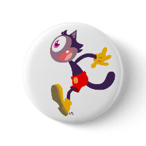 Monocular cat cartoon button badge by Lioness_Graphics Monocular cat cartoon button badge