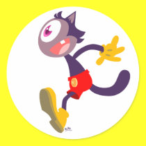 Monocular cat cartoon sticker