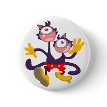 Monocular Cats in Tandem Walk button badge by Lioness_Graphics Monocular Cats in Tandem Walk button badge