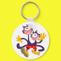 Monocular Cats in Tandem Walk keychain