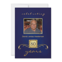 Monogram 80th Birthday Invitations with Photo