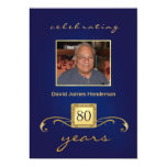Monogram 80th Birthday Invitations with Photo