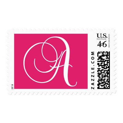 Monogram A Postage Stamp Pink