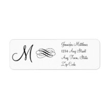 Monogram Address Labels Black and White