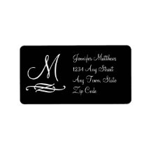 Monogram Address Labels Black and White