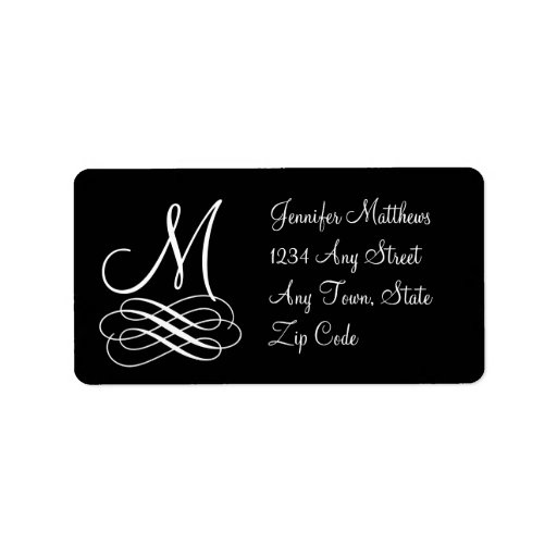 Monogram Address Labels Black and White Zazzle