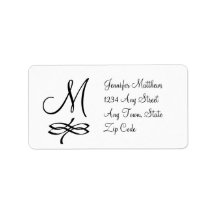 Monogram Address Labels Black and White