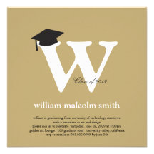 Monogram Alphabet Graduate Graduation Photo Party Personalized Invite
