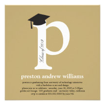 Monogram Alphabet Graduate Graduation Photo Party Custom Invites