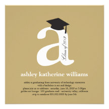 Monogram Alphabet Graduate Graduation Photo Party Announcements