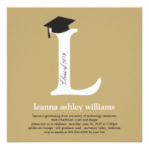Monogram Alphabet Graduate Graduation Photo Party Custom Announcements