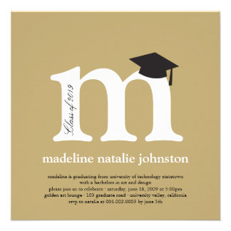 Monogram Alphabet Graduate Graduation Photo Party Custom Invites