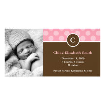 Monogram and Dots Birth Announcements Photo Card