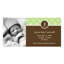 Monogram and Dots Birth Announcements Picture Card