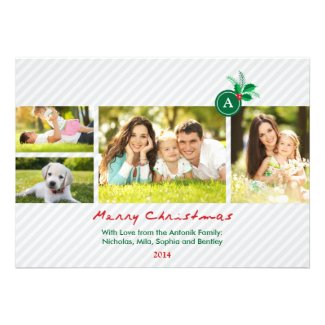 Monogram and Mistletoe Christmas Photo Card