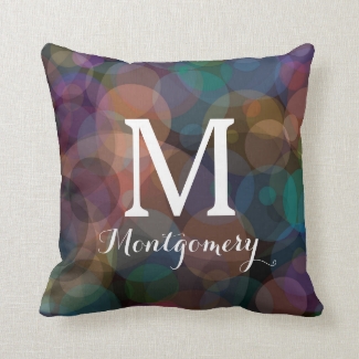Monogram and Name Colorful Dots on Black