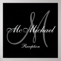 Monogram and Name Wedding Reception Sign Posters