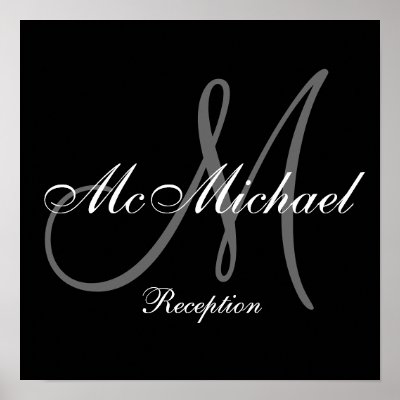 Monogram and Name Wedding Reception Sign Posters