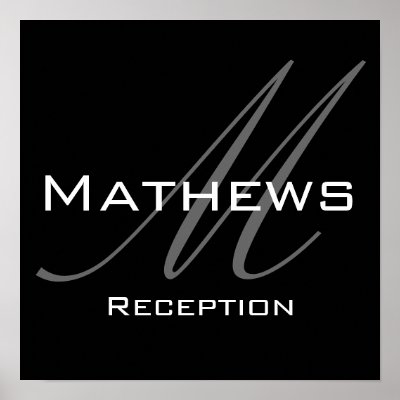 Monogram and Name Wedding Reception Sign Poster