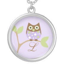Monogram and Owl, Purple Necklaces